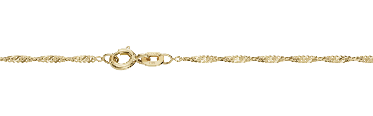 Kultainen singaporeketju 1,4 mm 14K keltakulta HM Koru