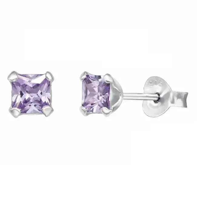 Hopeakorvakorut neliö zirkonia 4 mm - hopeakorvakorut