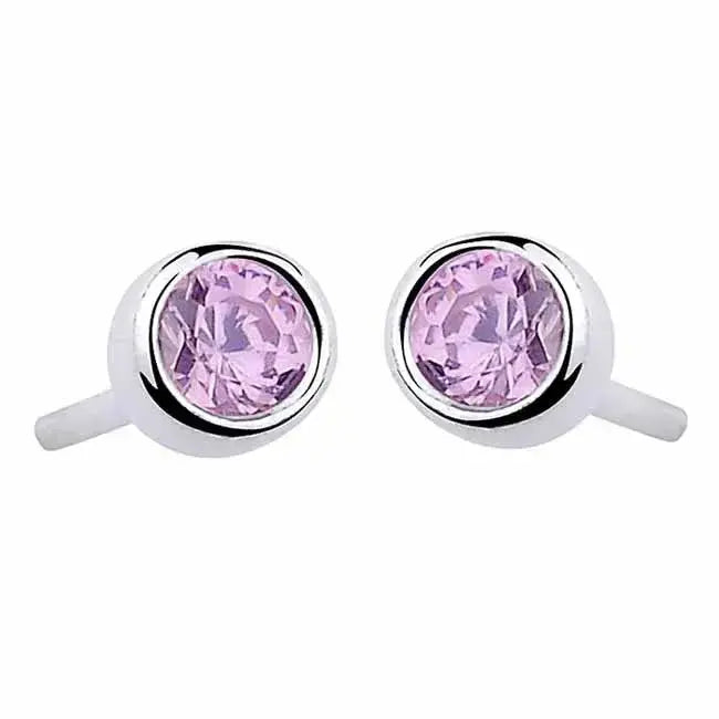 Hopeakorvakorut pinkki zirkonia 5 mm - hopeakorvakorut