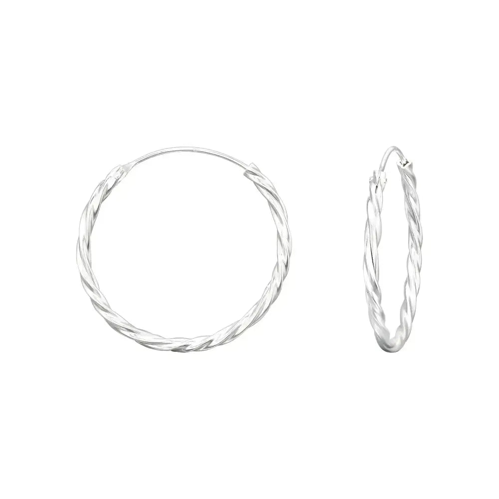 Hopeiset korvarenkaat kierteellä 25mm - hopeakorvakorut