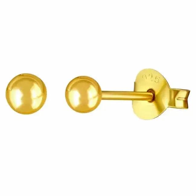 Hopeiset pallokorvakorut 3 mm kultadublee - hopeakorvakorut