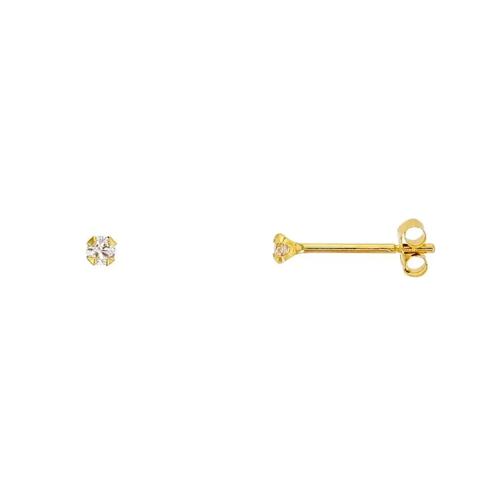 Kultaiset korvakorut kirkas zirkonia 2 mm - kultakorvakorut