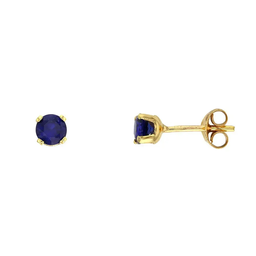 Kultaiset korvakorut safiirinsininen zirkonia 4 mm - kultakorvakorut
