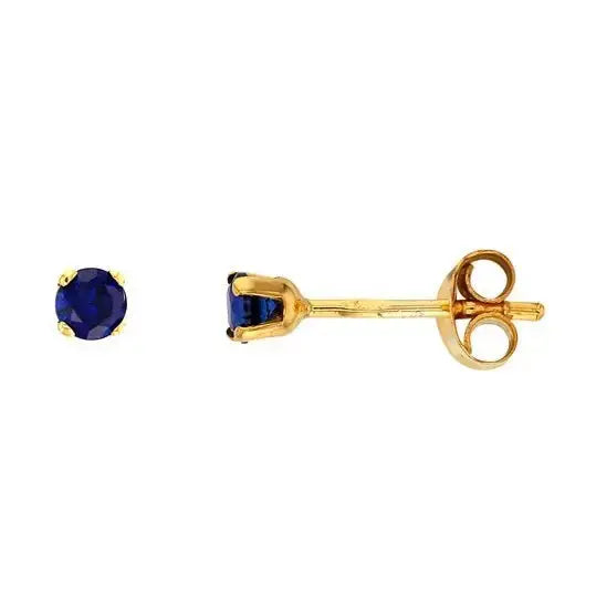 Kultaiset korvakorut sininen zirkonia 3 mm
