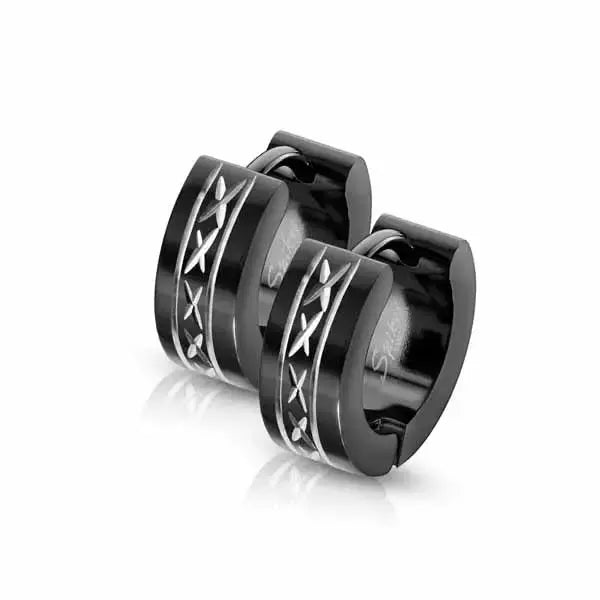 Mustat korvarenkaat x 5 x 13 mm - teräskorvakorut