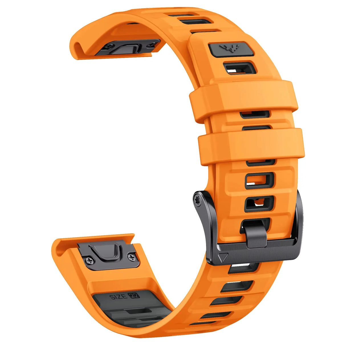 Sisu Fortis Garmin Fenix silikoniranneke pikakiinnityksellä, oranssi-musta, 22 mm HM Koru