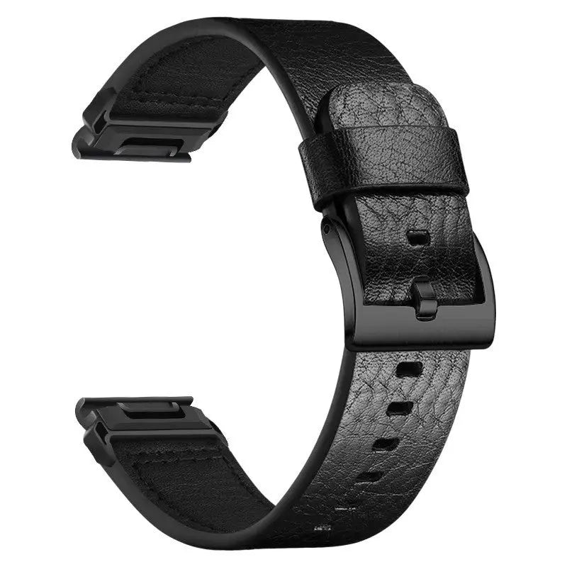 Sisu Hide XL Garmin Fenix nahkaranneke pikakiinnityksellä, musta tekstuuri, 22 mm HM Koru
