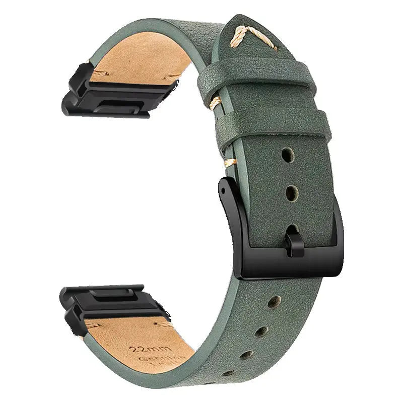 Sisu Hide XL Garmin Fenix nahkaranneke pikakiinnityksellä, vihreä, 22 mm HM Koru