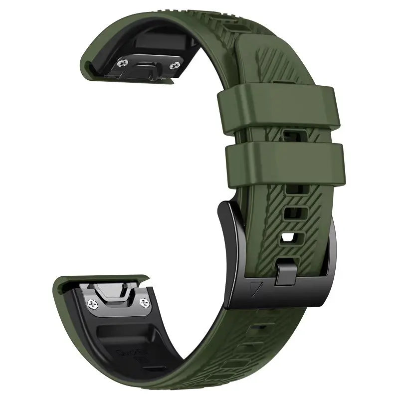 Sisu Rift Garmin Fenix silikoniranneke pikakiinnityksellä, maastonvihreä-musta, 26 mm HM Koru