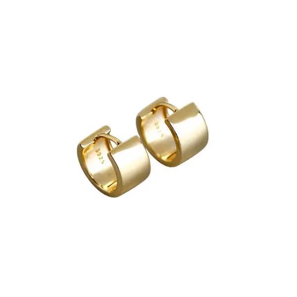 Leveät hopeiset kullatut korvarenkaat 13,5 mm HM Koru
