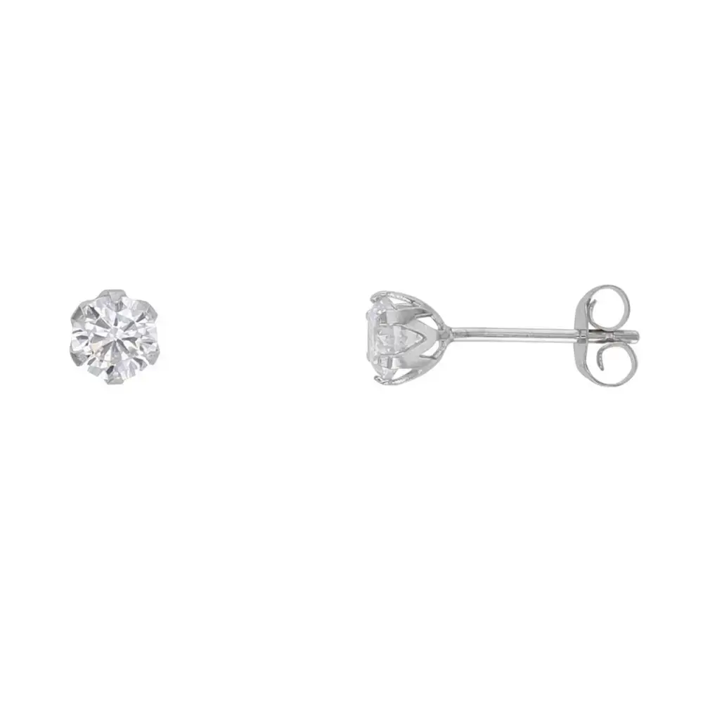Valkokultaiset korvakorut kirkas zirkonia 4 mm - kultakorvakorut