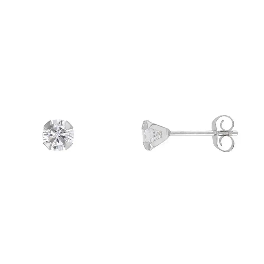 Valkokultakorvakorut kirkas zirkonia 4 mm - kultakorvakorut