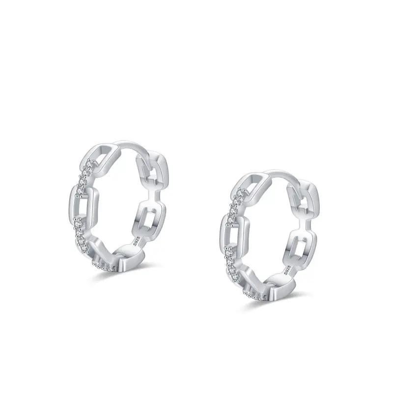 Hopeakorvarenkaat zirkoneilla ketjukuvio 4 x 16 mm HM Koru
