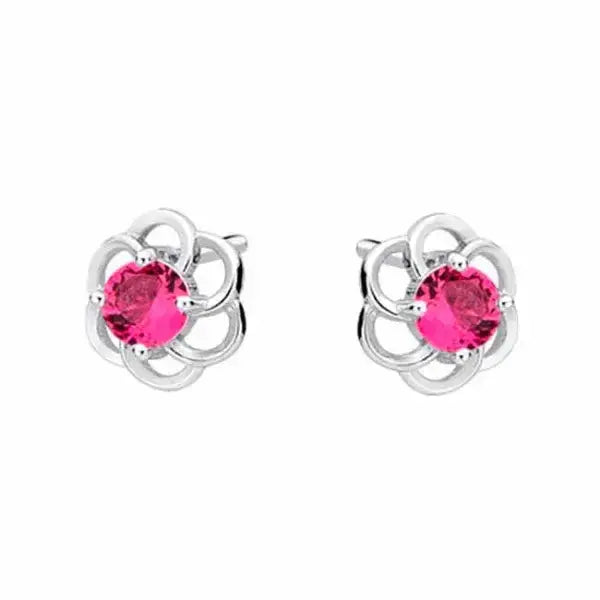 Hopeakorvakorut kukka pinkki - hopeakorvakorut