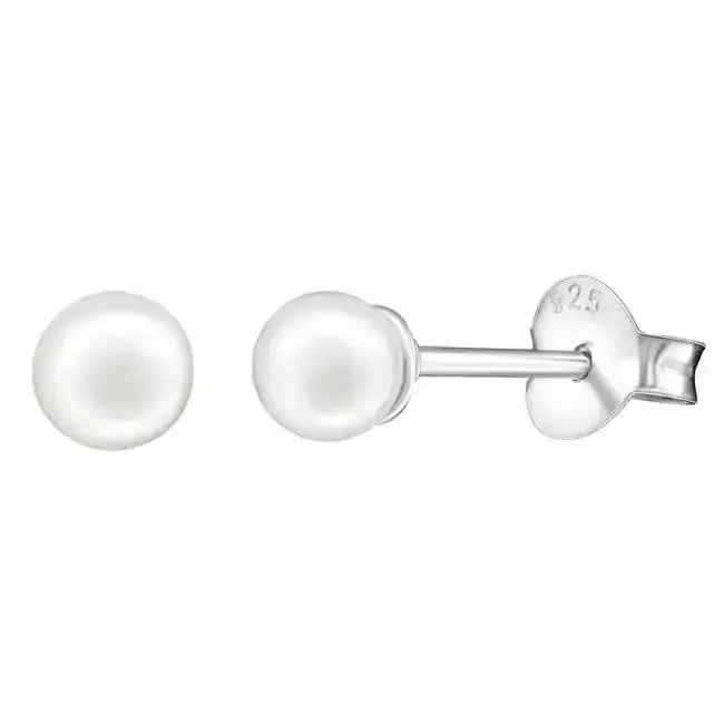 Hopeiset helmikorvakorut 4 mm - hopeakorvakorut