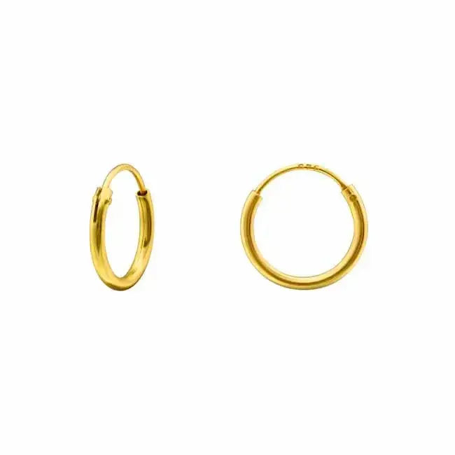 Kullatut hopeakorvarenkaat 10 mm - hopeakorvakorut