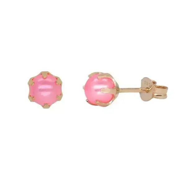 Kultaiset korvakorut pinkki helmiäinen 5 mm