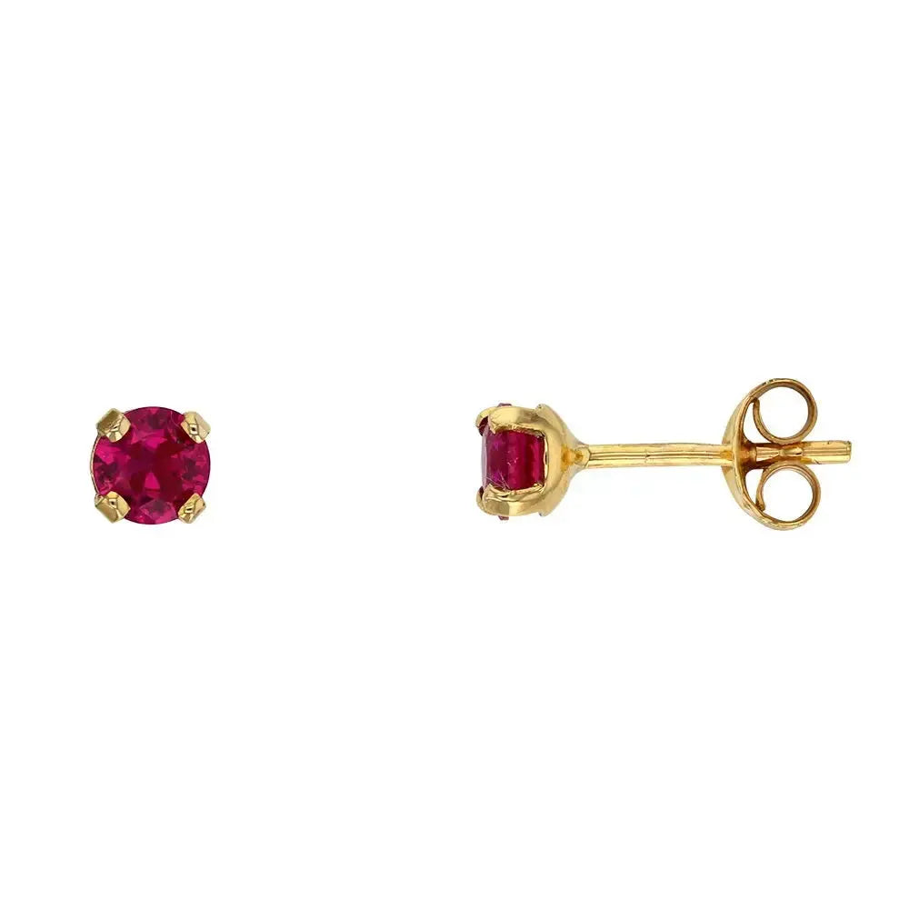 Kultaiset korvakorut rubiininpunainen zirkonia 4 mm - kultakorvakorut