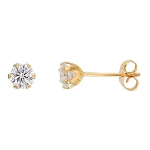 Kultaiset korvakorut zirkoniat 4 mm