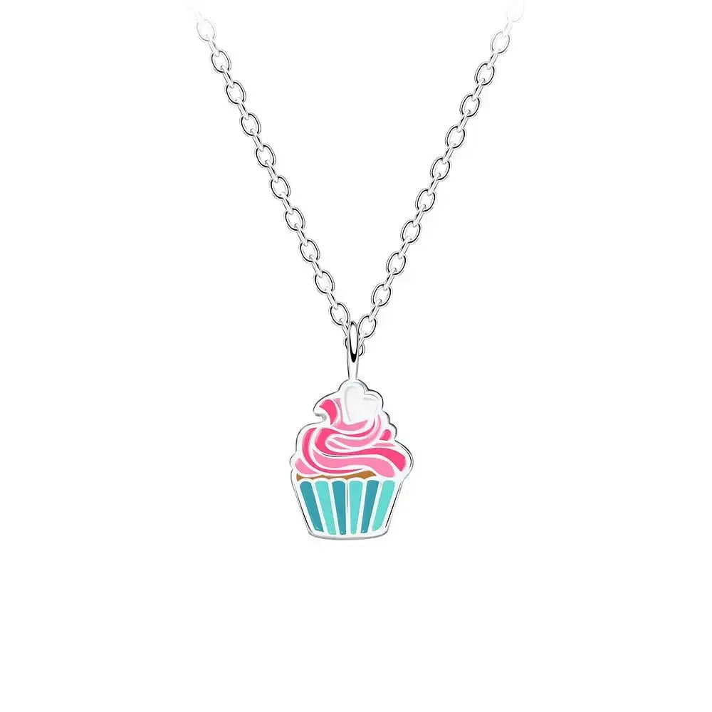Lasten hopeinen kaulakoru cupcake - hopeakaulakoru