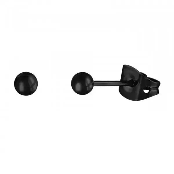 Mustat titaaniset pallokorvakorut 3 mm - titaanikorvakorut