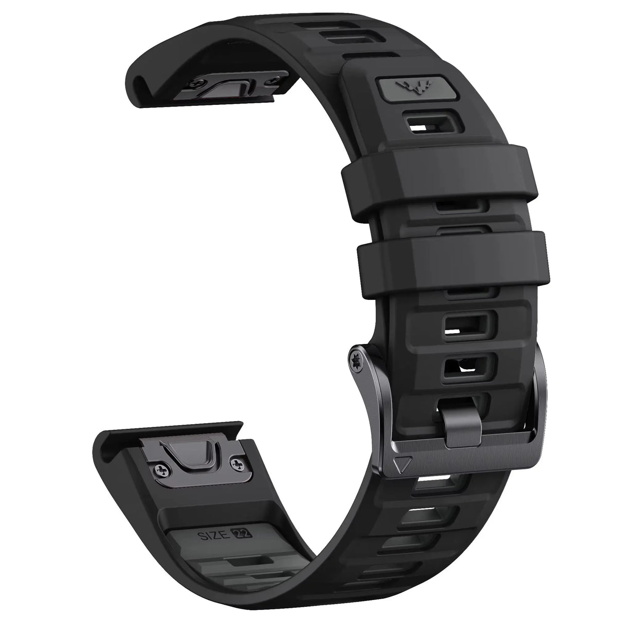 Sisu Fortis Garmin Fenix silikoniranneke pikakiinnityksellä, musta-harmaa, 26 mm HM Koru