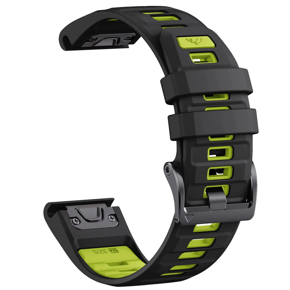 Sisu Fortis Garmin Fenix silikoniranneke pikakiinnityksellä, musta-lime, 26 mm HM Koru