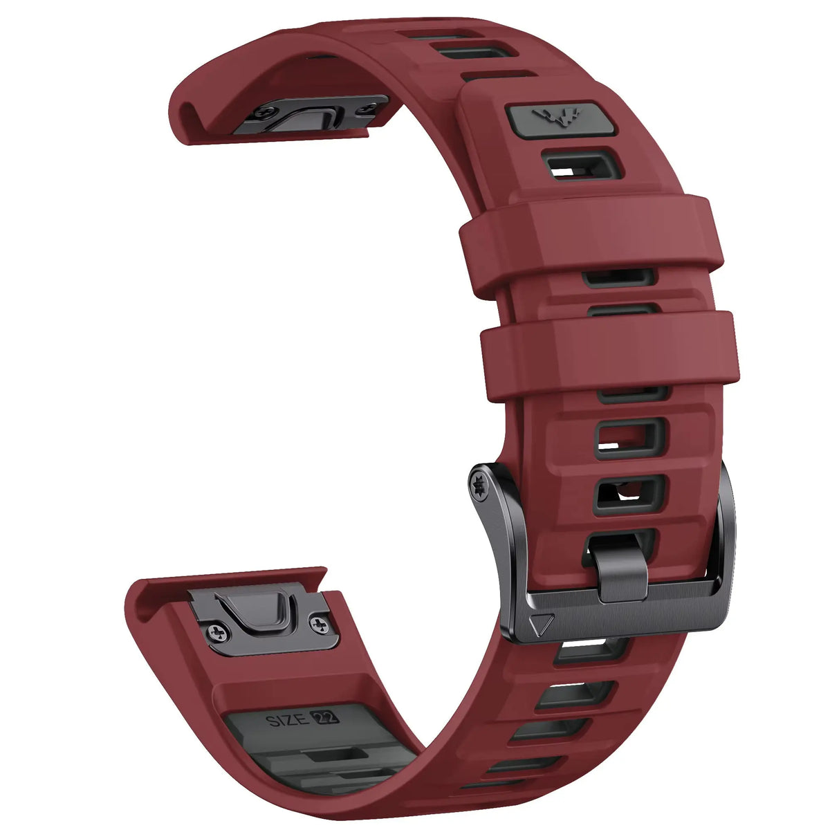Sisu Fortis Garmin Fenix silikoniranneke pikakiinnityksellä, punainen-musta, 22 mm HM Koru